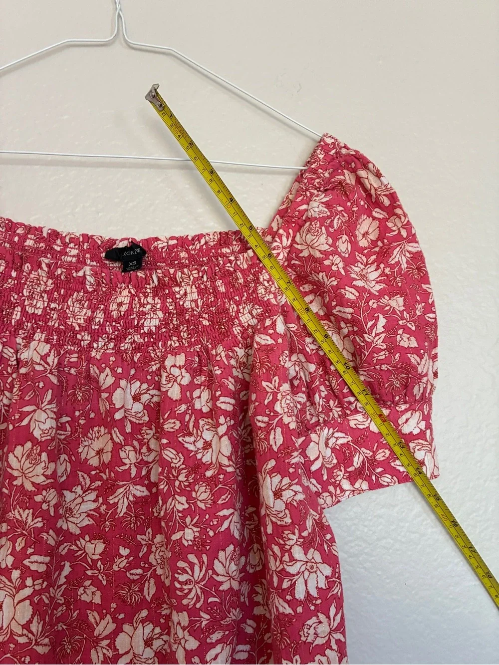 J Crew 99% Cotton Women's Pink, White, Gold Floral Babydoll Coquette Style Dress